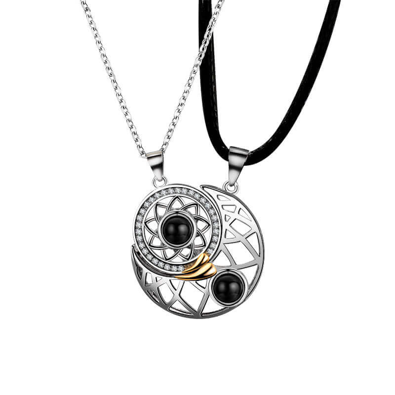 N7 | Moon & Sun Couple Photo Necklace - A Pair