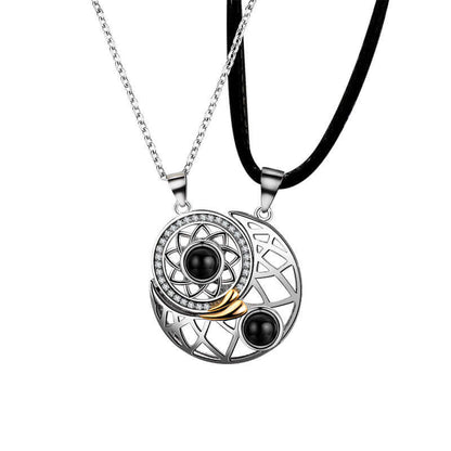 N7 | Moon & Sun Couple Photo Necklace - A Pair