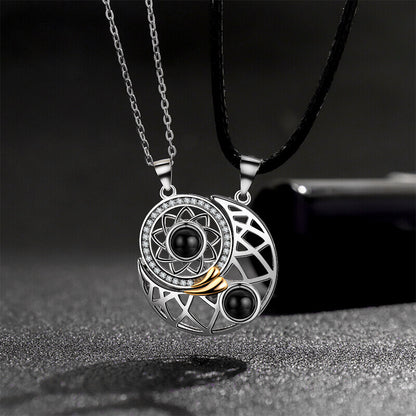 N7 | Moon & Sun Couple Photo Necklace - A Pair