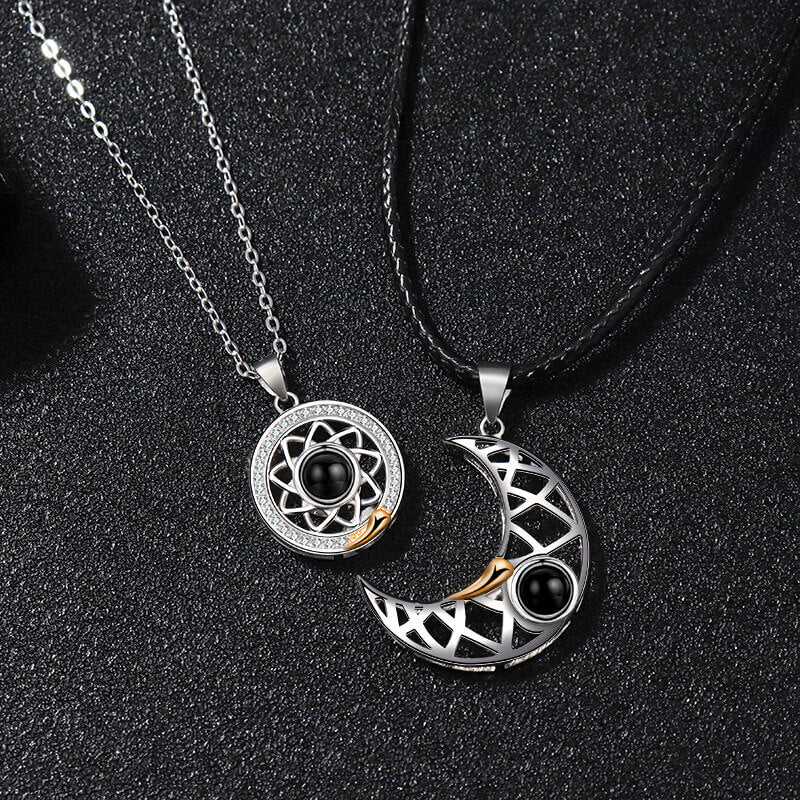 N7 | Moon & Sun Couple Photo Necklace - A Pair