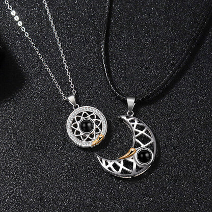 N7 | Moon & Sun Couple Photo Necklace - A Pair